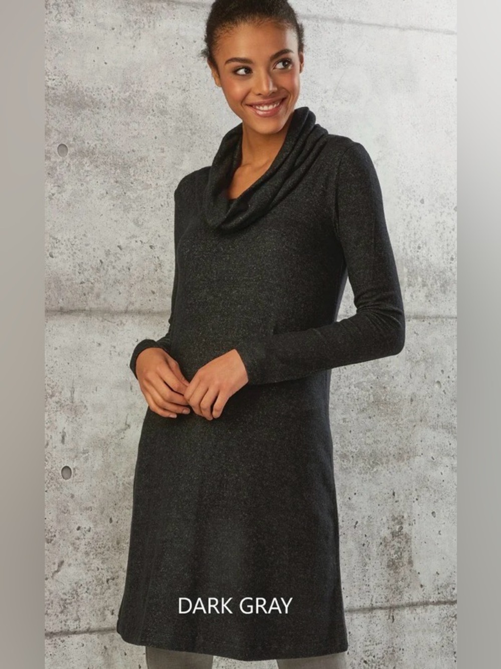 CHARLIE PAIGE Size S/M Black Cowl Neck L/S Knit Sweater Dress